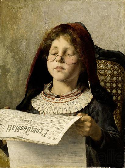 Georgios Jakobides Girl reading France oil painting art